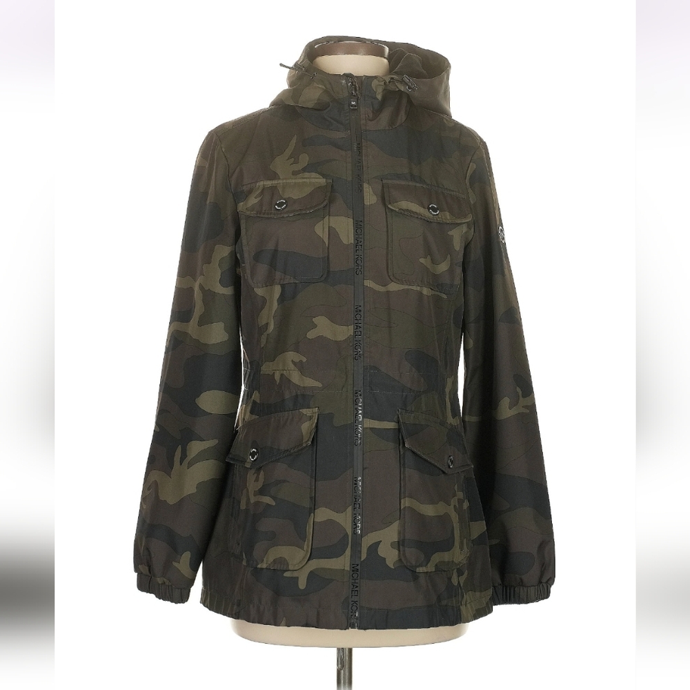 Michael Kors Plus Size Camo Raincoat